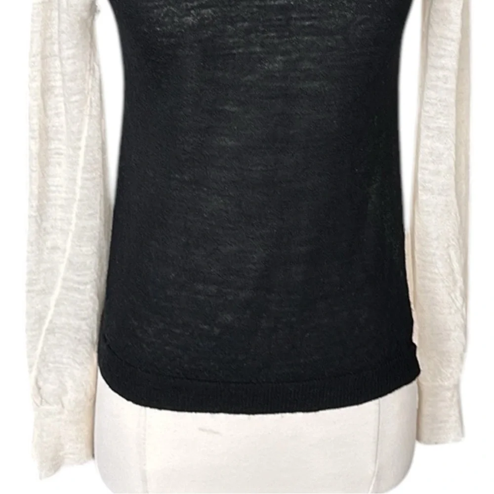 A.L.C. Lightweight Wool Sweater Black Cream Color Block Layer Neutral Size Small